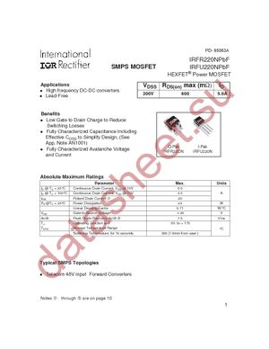 IRFU220NPBF datasheet  